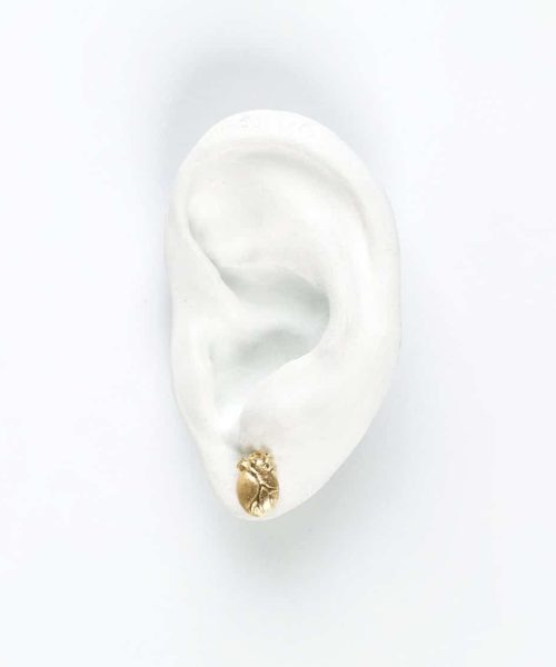 Gold Anatomic Heart Studs, 925 Silver - Bjørg - Bilde 2