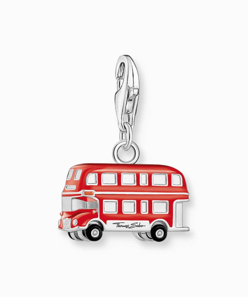 Thomas Sabo - Silver charm pendant LONDON bus with red cold enamel