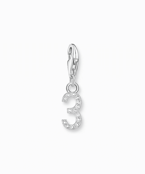 Thomas Sabo - Silver charm pendant number 3 with zirconia