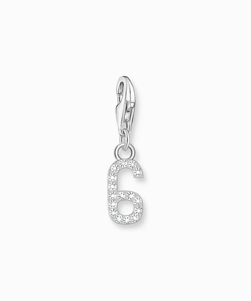 Thomas Sabo - Silver charm pendant number 6 with zirconia