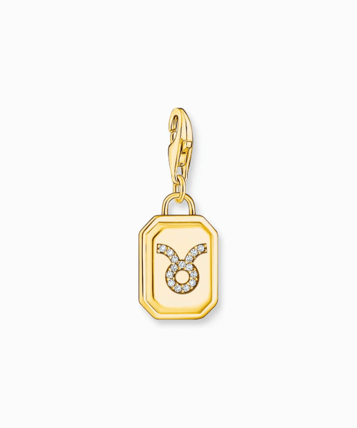 Thomas Sabo - Gold-plated charm pendant zodiac sign Taurus with zirconia