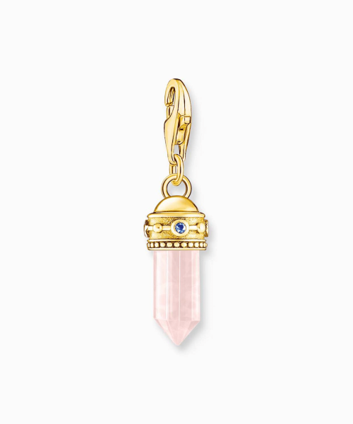 Thomas Sabo - Gold-plated charm pendant hexagon-shaped with rose quartz