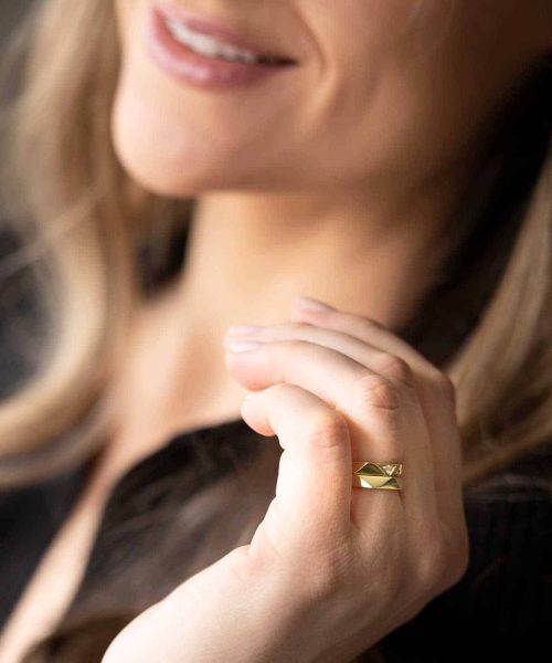 Fasettring i gult gull, Diamant 0.06ct (TWSI) - Bilde 2