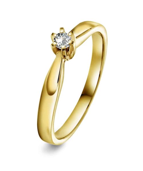 Capella ring i gult gull, Diamant 0.05ct (WSI)