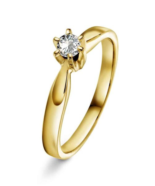 Capella ring i gult gull, Diamant 0.15ct (WSI)