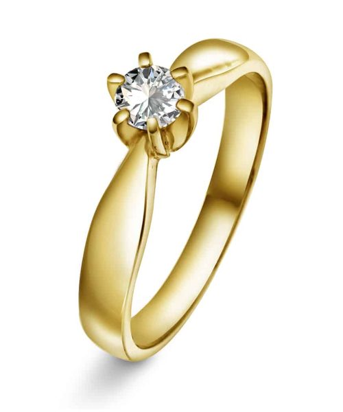 Capella ring i gult gull, Diamant 0.25ct (WSI)