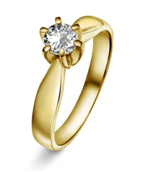 Capella ring i gult gull, Diamant 0.50ct (WSI)
