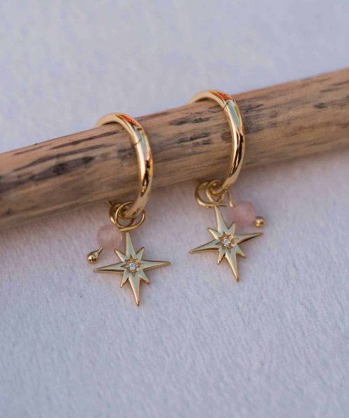 Guiding Star øreringer sølv, rosenkvarts - Bilde 4