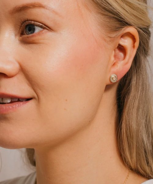Eternal øredobber i forgylt 925 sølv med rosenkvarts - Bilde 2