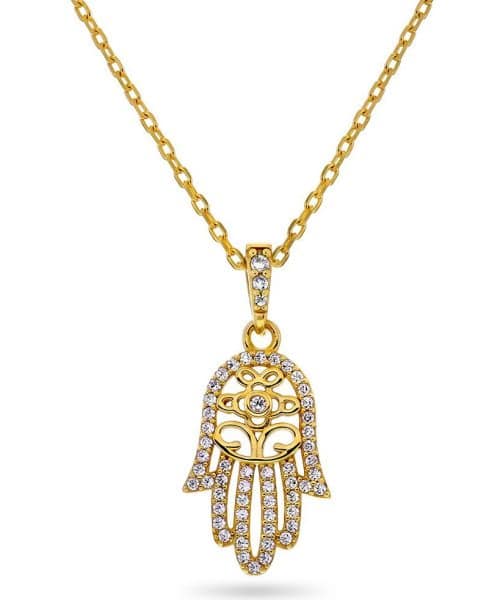 Radiant hamsa halssmykke i forgylt 925 sølv