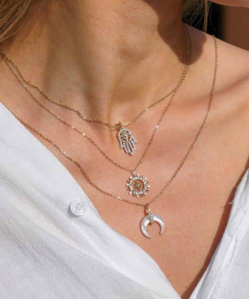 Radiant hamsa halssmykke i forgylt 925 sølv - Bilde 3