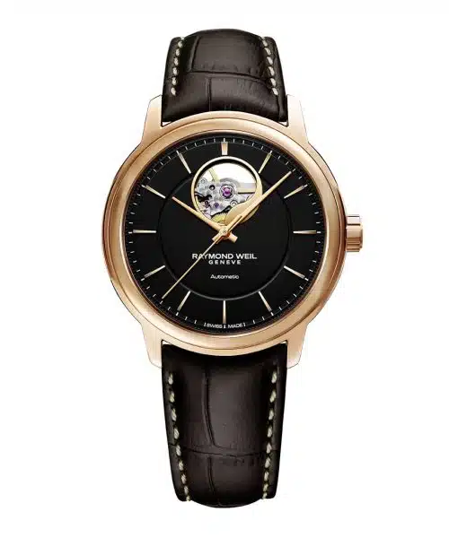 Raymond Weil Maestro Men's Automatic Visible Balance Wheel Brown Leather Watch 40mm - 2227-PC5-20021