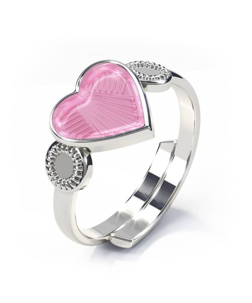 Pia & Per - Ring sølv - 8 mm rosa hjerte