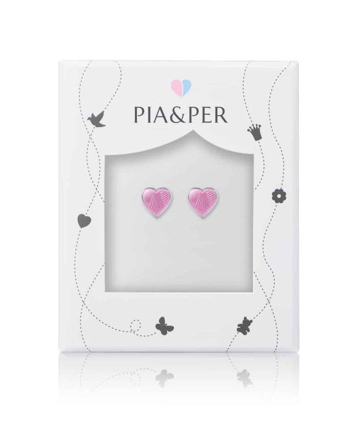 Pia & Per - Ørestikk sølv - 8 mm rosa hjerter - Bilde 2