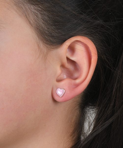 Pia & Per - Ørestikk sølv - 8 mm rosa hjerter - Bilde 3