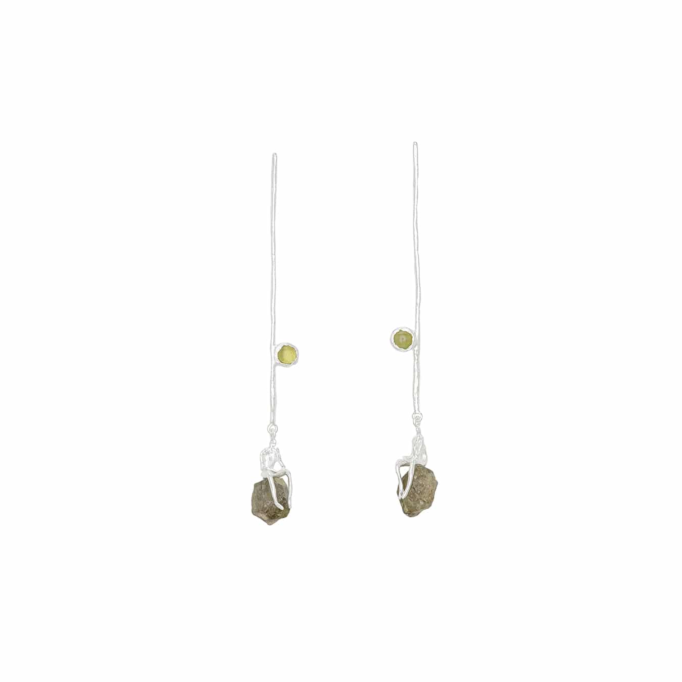 Bjørg Jewellery - Isle of Winds earpieces, 925 Silver, Idochrise, gamet demantoid stones
