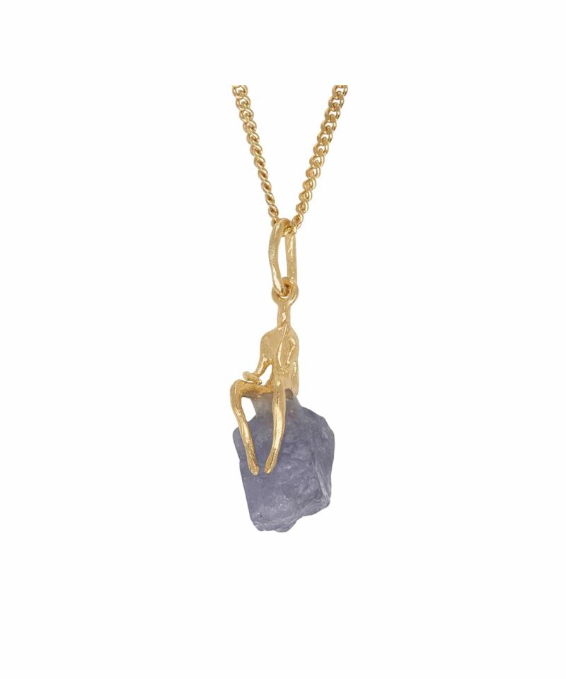 Bjørg Jewellery - Goddess of Spring Necklace, 18KYG, raw tanzanite stone