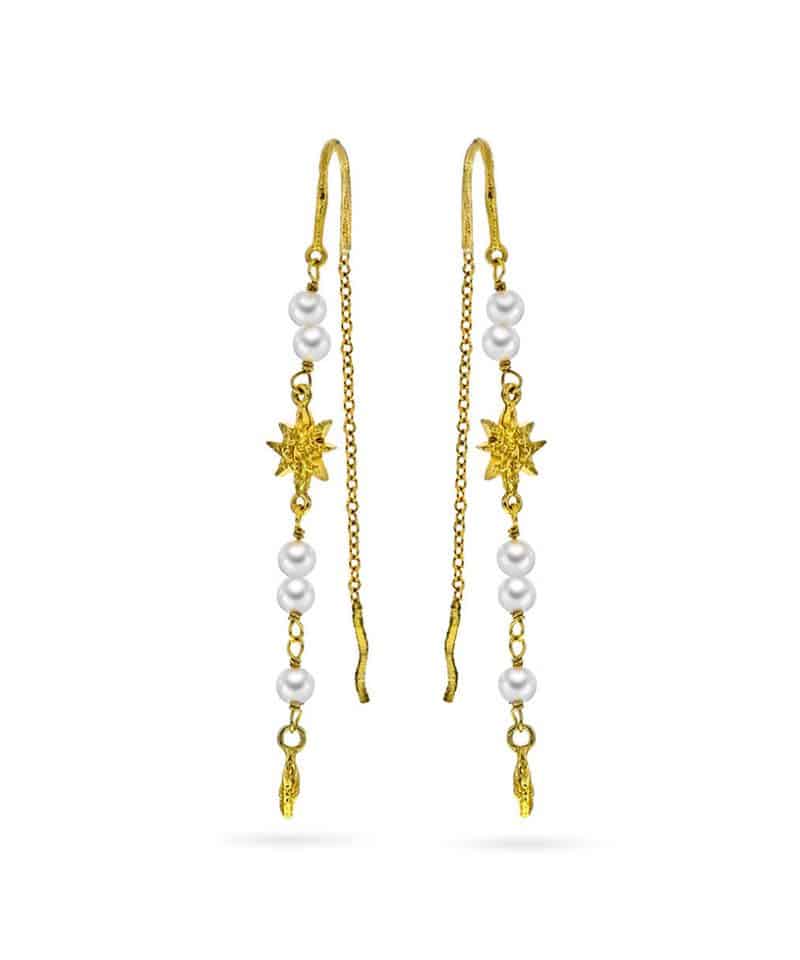 Fleur øredobber i sølv med perler