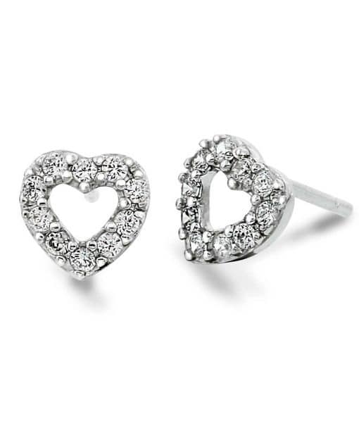 Øredobber i sølv med zirkonia - Hjerte