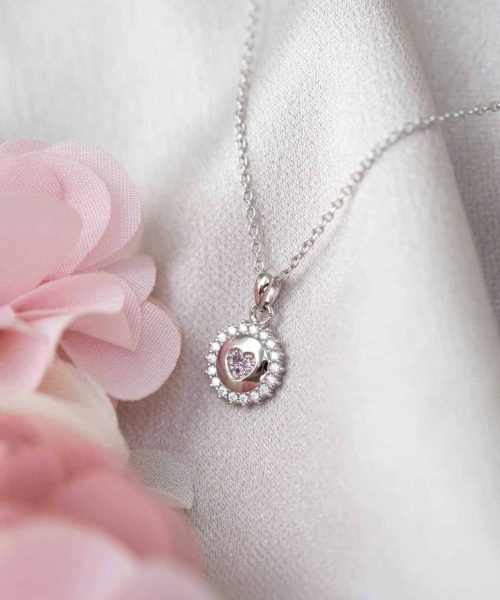Smykke i sølv med rosa zirkonia - Bilde 2