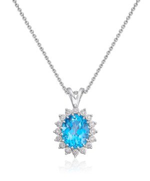 Anheng Rosett med 0,08ct WSI ogTopas i hvitt gull