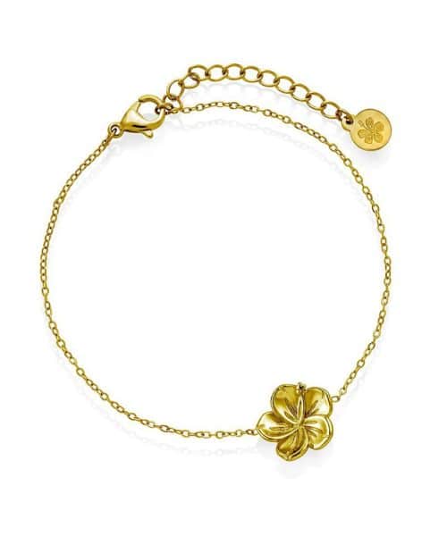 Hibiscus armbånd i forgylt stål