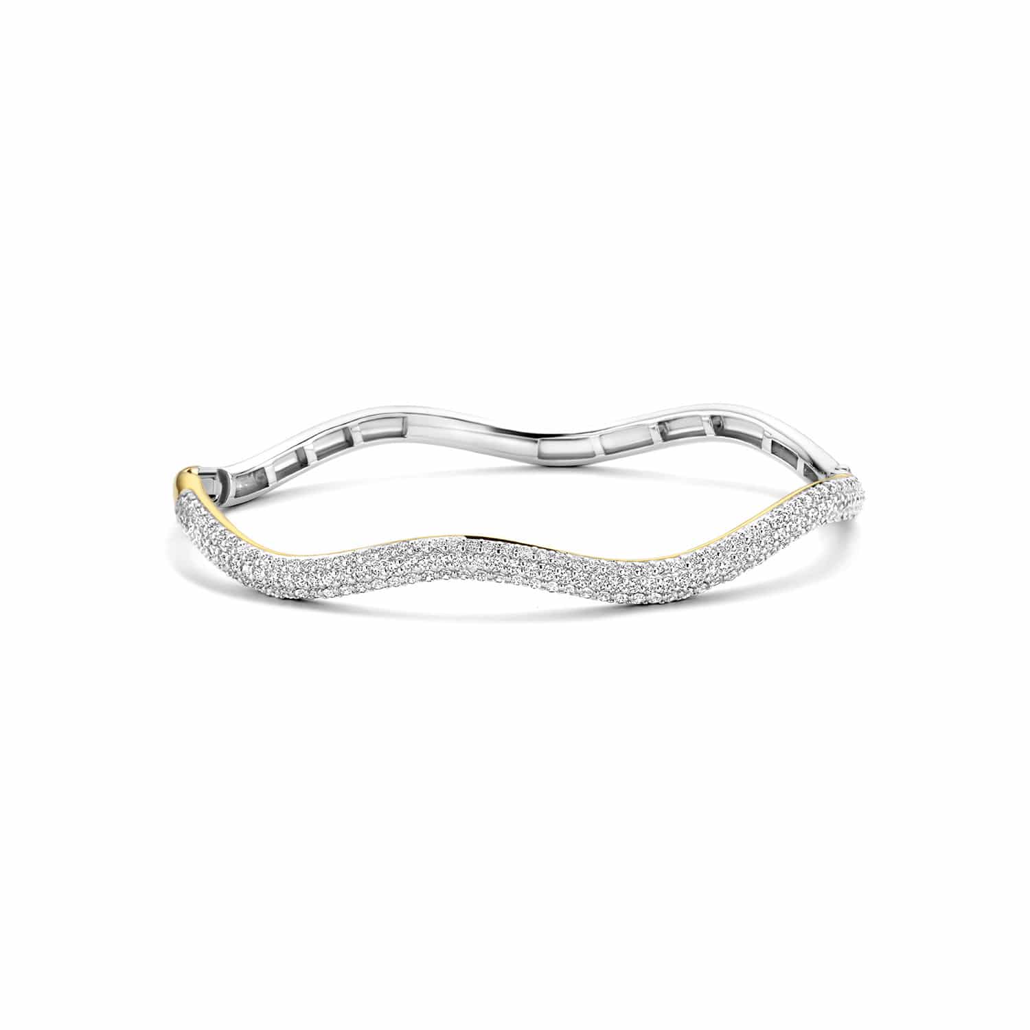 Ti Sento - Milano gold-plated silver bangle 2991ZY with pavé of white cubic zirconia