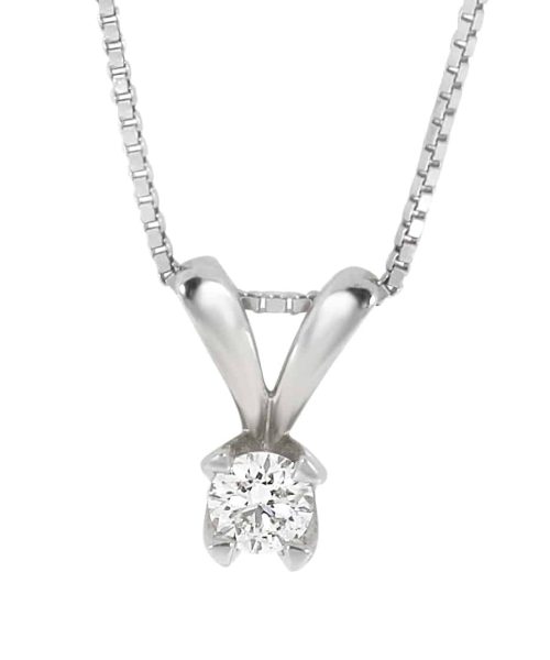 Enstens anheng 0.40ct. Brilliant Cut, Hvitt gull