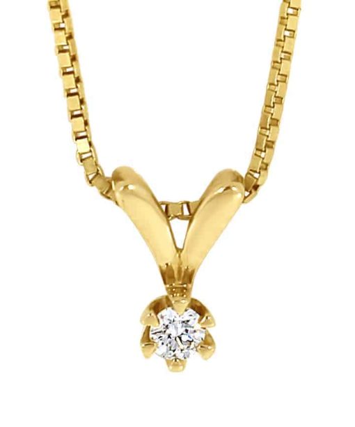 Gult Gull Anheng med Diamant 0.07ct TW.SI