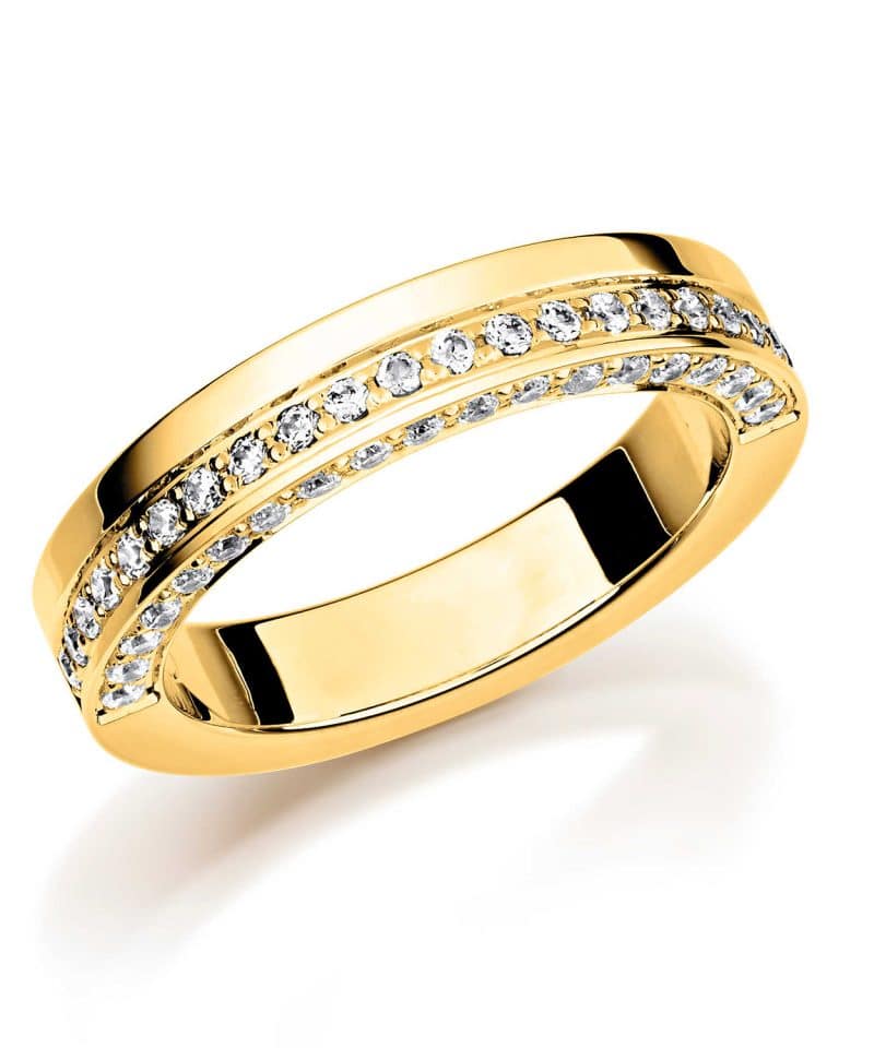 Gult gull giftering m/dia 0,40 ct WSI