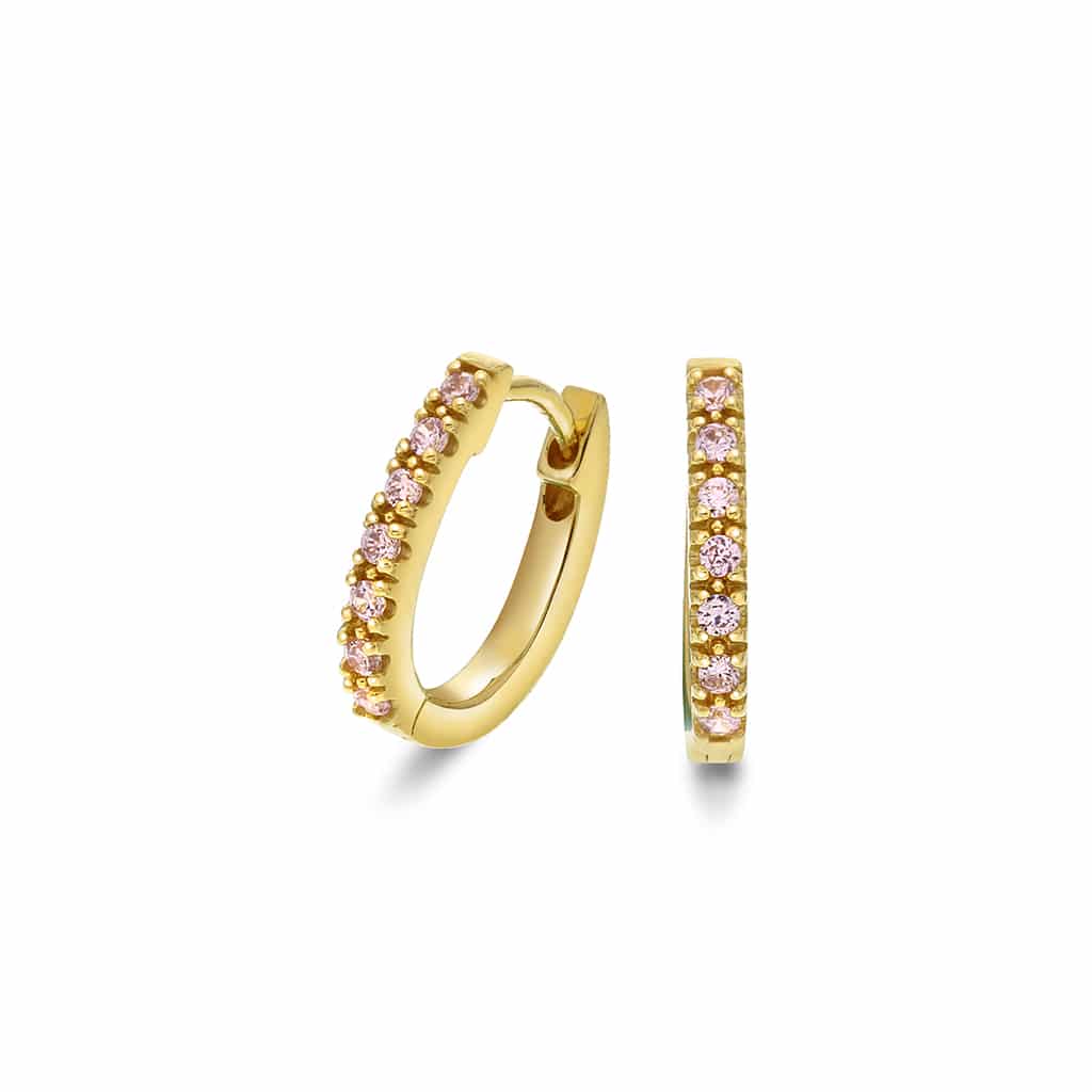 Pan Jewelry - Øredobber i sølv med lysrosa zirkonia - 38188