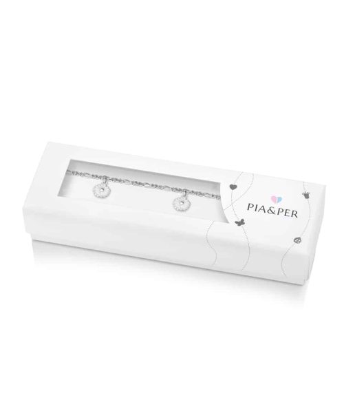 Pia & Per - Charms-armbånd i sølv - Hvite prestekrager - Bilde 2