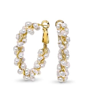 Perledrøm øreringer i sølv, store