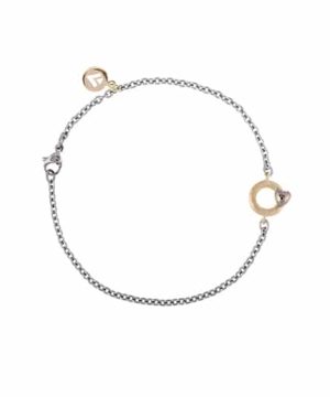 Van Bergen Stål armebånd med gult gull og hvitt gull hjerte