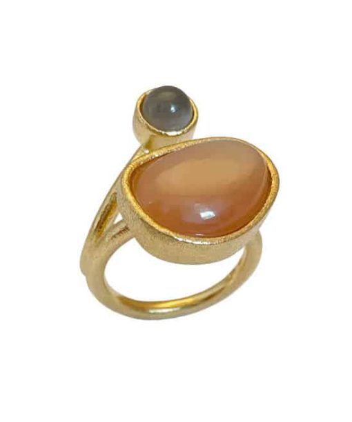 Heiring - KOLO Ring with Orange and Grey moonstone