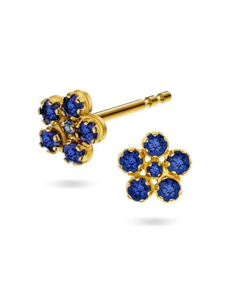 Gulløredobber med blå zirkonia