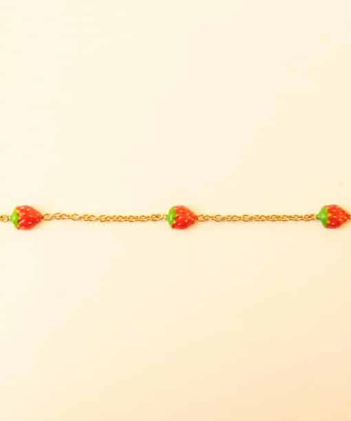 Gult gull barnearmbånd med jordbær