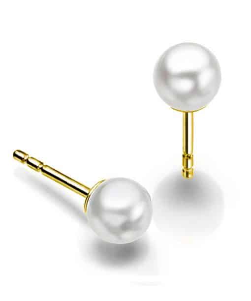 Øredobber i gull med kultivert ferskvannsperle (7mm)