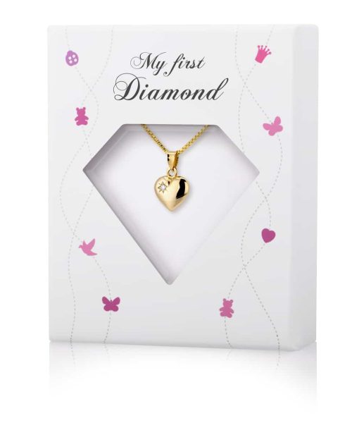 Pia & Per - Halskjede i gull - Hjerte m/ diamant - Bilde 2