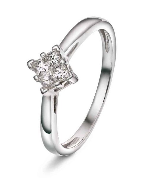 Ring i hvitt gull med diamanter 0,20 ct WP