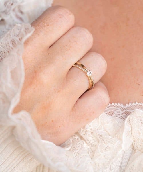 Ring i gult gull med zirkonia, 1,4 mm - Bilde 2