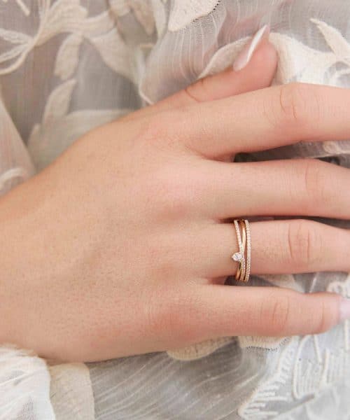 Ring i gull med zirkonia, 1,5 mm - Bilde 2