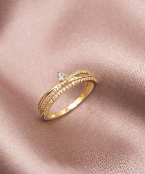Ring i gull med zirkonia, 1,5 mm - Bilde 4