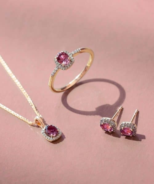Øredobber i gult gull med diamanter 0,08 ct W/P og turmalin - Bilde 3
