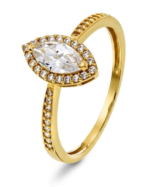 Pan Jewelry - Ring i gull med zirkonia