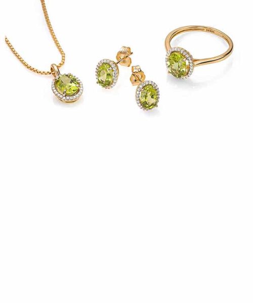 Anheng i gull med diamant og peridot - Bilde 2