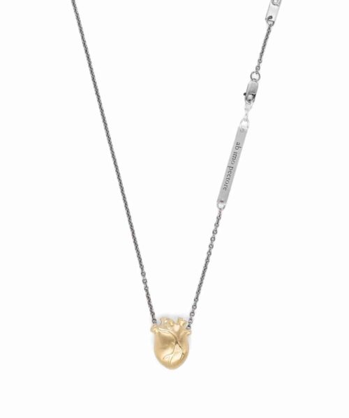 Gold Anatomic Heart Necklace, 925 Silver, ca. 45 cm - Bjørg