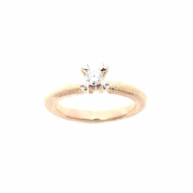 Van Bergen - Golden / Love Heart Ring i gult gull med hvitt gull og diamant