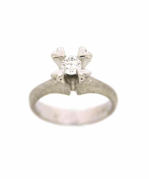 Van Bergen - Golden / Love Heart Ring i hvitt gull med diamant