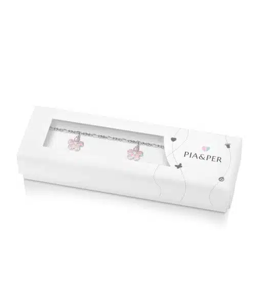 Pia & Per - Charms-armbånd i sølv - Rosa blomster - Bilde 2